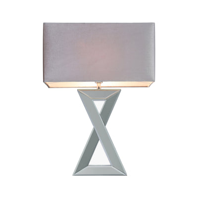 Cross Mirrored Table Lamp and Rectangle Grey Velvet Shade